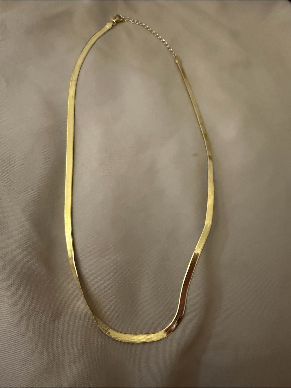 Gold Herringbone-Style Flat Necklace